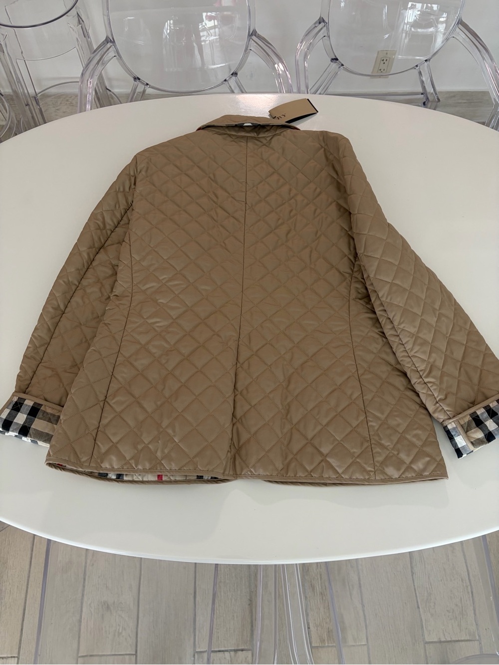 Burberry Quilted Khaki Beige Women's Puffer Jacket - Picture 4 of 9